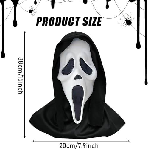 ZeiLaBang Kakadi Halloween Ghostface Maske,Scream Maske für Kinder Erwachsene,Karnevals-Vollkopfmaske mit Dolch,Geist ScreamMaske,Ghostface Horror Verkleidung für Halloween Karneval Kostüm Partys