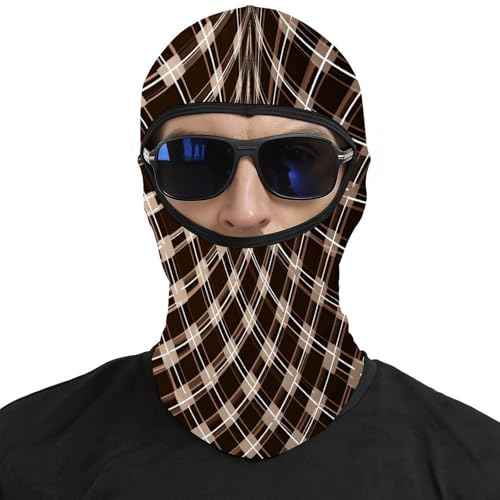 Pasamontaña para hombre y mujer, máscara facial marrón y blanca estampada, balaclava para motocicleta, casco completo, gorro calentador de cuello miniatura 3