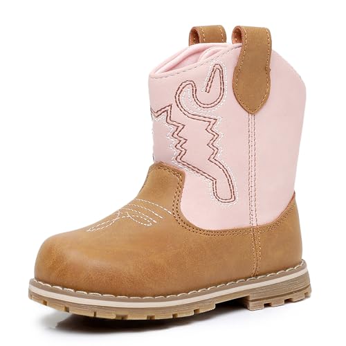 Apakowa Baby & Toddler Cowboy Boots for Boys Girls Infant Baby Cowboy Cowgirl Western Boots Round Toe All Seasons 6-36 Months (Infant/Toddler)