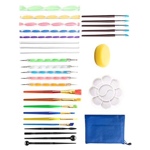 Toyvian 30 Pcs Mandala Dotting Tools Set Caneta Dotting Tools Brushes Mandala Stencil Ball Paint Tra