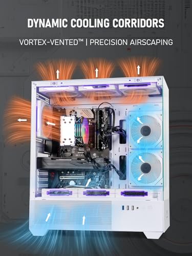 Image of White Custom ARGB Gaming PC Desktop Computer - Core i7-8700K up to 4.7GHz, RTX 3050 6GB, 16GB DDR4 RAM, 1TB SSD, Wi-Fi 6 & Bluetooth 5.4, 9x ARGB Fans, 650W PSU, Windows 11