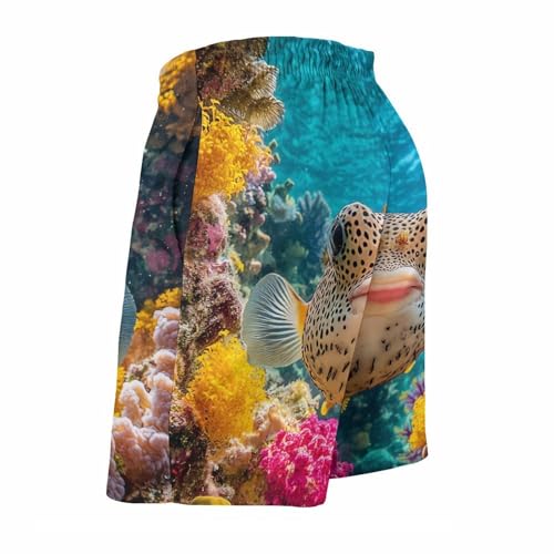 Puffer Fish Coral Fish Men's Swim Trunks Casual Bathing Suit Board Shorts Hawaiian Beach Swimwear Swim Shorts3