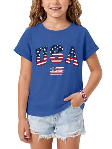 Image of YHHR Boys Girls USA Shirt 250 Anniversary Shirt for Girl 4th of July Shirts Toddler American Flag Patriotic Tee 5-12 Years