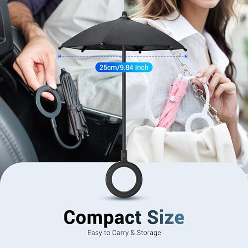Dual Magnetic Phone Umbrella for Sun,Magnetic Cellphone Sunshade Shield Compatible with Magsafe Phone-Grip/Magsafe Car Phone-Holder,UPF45+ Phone Umbrella for iPhone 17 16 15 Pro Max Outdoor Anti-Glare - Thumbnail 4