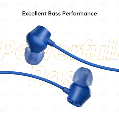 Image of Original Earphone for Realme Buds 2 Neo Wired Earphones with Mic, 11.2mm Bass Driver, Tangle-Free Cable, 3.5mm Jack, Light Weight, Foldable [Blue]