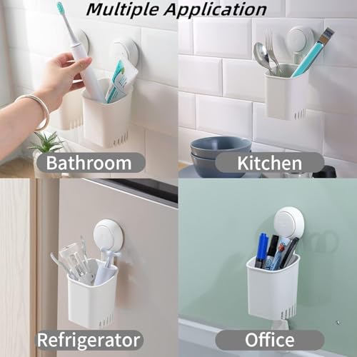 Image of Zephorus Plastic Toothbrush Holders for Bathroom | Wall Mounted Toothbrush Holder | Toothbrush Holders for Toothbrushes | Bathroom Shelf for Wall (3 Toothbrush Holder)