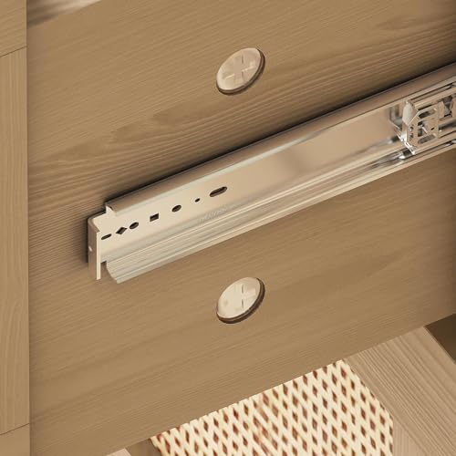 Angel Sar Rattan Dresser for Bedroom, 6 Drawer Wide Dresser, Boho&Farmhouse Chest of Drawers, 47" Clothes Storage Cabinet, Metal Handle&Wood Legs for Hallway, Living Room, Bedroom, Wood - Image 10