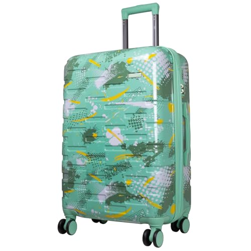 Trendyshop365 Hartschale Koffer mittelgroß Pescara mit Motiv 67cm 4 Rollen Grün