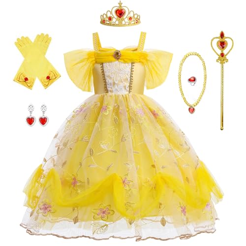 yecwkaz Robe de Princesse Deguisement Princesse Fille Costume Enfant Robe de Soirée pour Cosplay fête, d'anniversaire, Noël, Halloween, Carnaval, 120cm