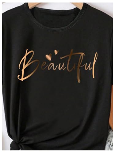 SweatyRocks Girl's Letter Graphic Short Sleeve Tee Shirt Crew Neck Summer Casual Tee Tops3