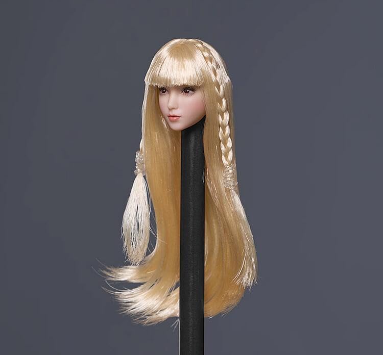 Fremego 1/12 Scale Female Head Sculpt,Asian Girl Pale Skin Head Carved for 6inch Female Seamless Action Figure Collection