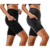 DEVOPS Women’s 2-Pack High Waist Workout Yoga Running Exercise Shorts with Side Pockets
