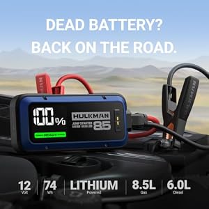 Hulkman Alpha 85 2000A Smart Battery Jumper Starter Portable for 12V Vehicles, Car Starter Jump Box with 65W Fast Charger, 3.3" LED Display, 5 Lighting Modes, Jump Pack, for Up to 8.5L Gas & 6.0L Diesel — photo 2 of 6