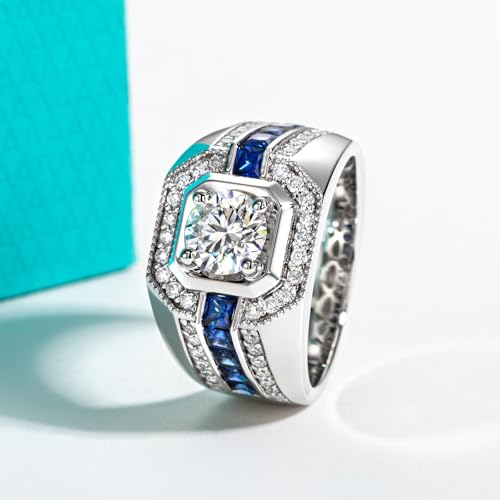 AnuClub Moissanite Wedding Rings for Men 2.68cttw D Color VVS1 925 Sterling Silver Engagement Promise Anniversary Band Ring with Certificate3