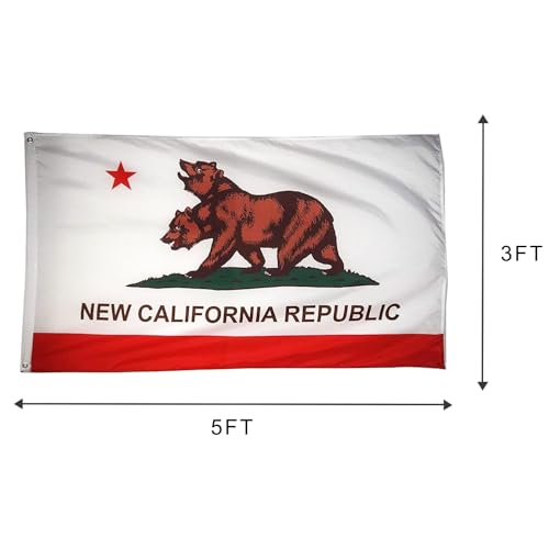 Time Roaming Bandeira de poliéster da Nova República da Califórnia de 9,5 x 1,5 m com ilhós