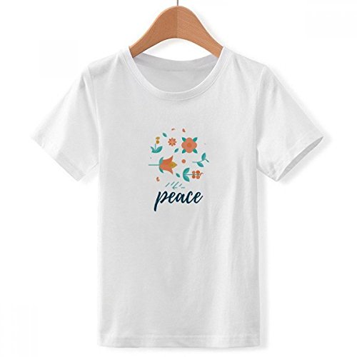 T-shirt blanc garçon col rond anti-déformation à motif fleur M
