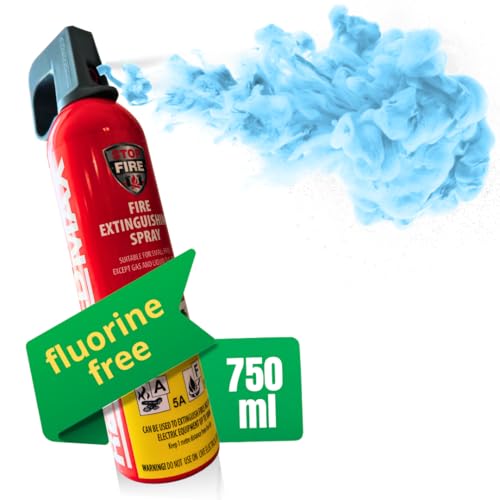 notlok Safety Work - 750g Feuerlöschspray ohne Fluor | Hautfreundlicher Feuerlöscher Schaum für Brände A F & E bis 1000 V | Mini Feuerlöscher Auto - Feuerlöscher Haushalt, Auto Feuerlöscher Klein