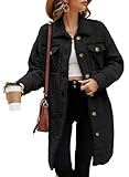 EVALESS Fuzzy Fleece Jackets for Women Fashion Button Down Lapel Long Teddy Coat Fall 2023 Outfits Dressy Long Sleeve Jacket Faux Fur Warm Winter Outwear Clothing with Pockets Black Large