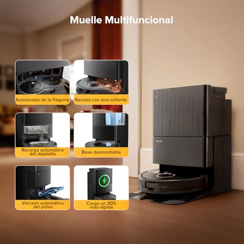 Miniatura 3 de roborock Qrevo S5V Robot Aspirador 12.000Pa de Succión, Negro | Doble Cepillo Anti Enredos, Evitación Inteligente de Obstáculos, Doble Mopa Giratoria Elevable, Auto Vaciado y Rellenado