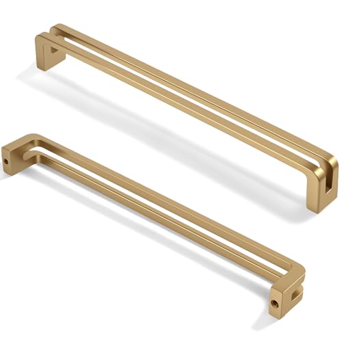 BOZWELL 7-1/2 Inch（192mm） Hole Center Champagne Bronze Heavy Duty Solid Cabinet Pulls,Brass Bronze Square Kitchen Drawer Handles for Cupboard Hardware Handles 6 Pack BZ7600