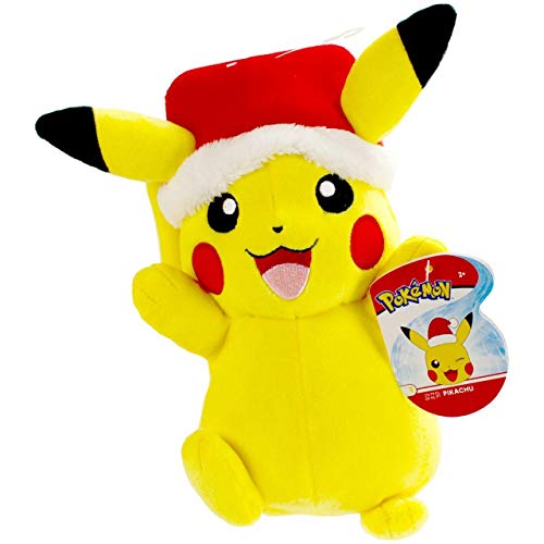 Preisvergleich Produktbild Lively Moments Pokemon Plüschtier Spezial Winter Edition / Kuscheltier Weihnachten / Plüschfigur Pikachu mit Weihnachtsmütze