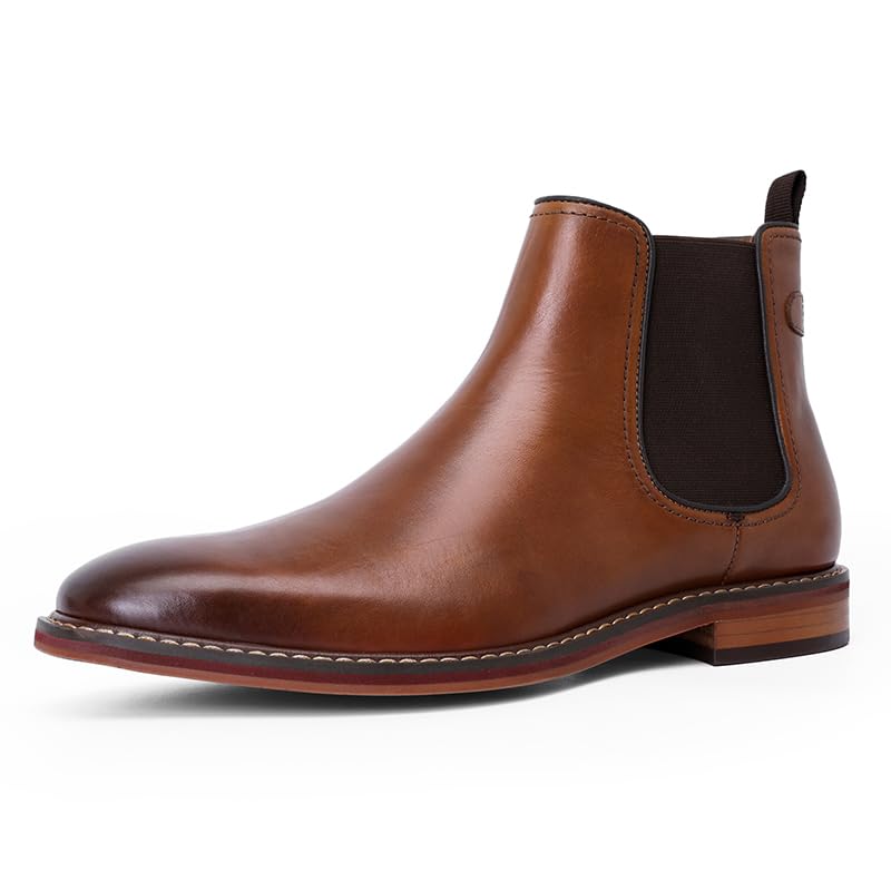 Image of DESAI Men's Chelsea Boots, Handmade Genuine Leather Dress Shoes, Slip On Formal Footwear Booties