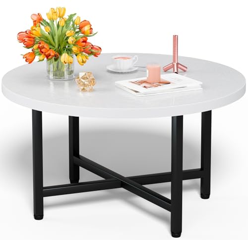 FAMIDGE Round Coffee Table, Small Coffee Tables for Living Room,
