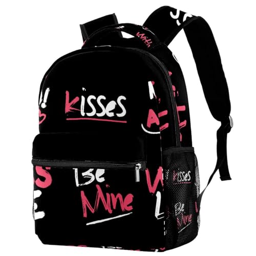 Sac à dos d'école pour adolescentes avec motif lettrage d'amour et grand volume
