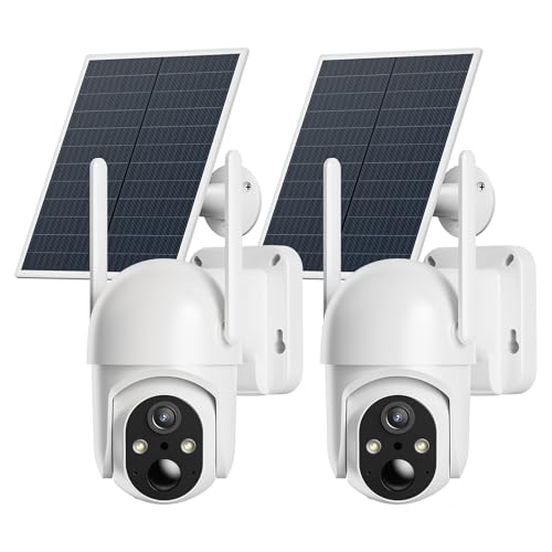 ELYSOO 4G LTE Cellular Security Camera 2 Pack Solar Powered Outdoor Cameras No WiFi Needed for Farm&Ranch 360 View 2K Night Vision Built in SIM Card(Support Verizon/AT&T/T-Mobile) - White