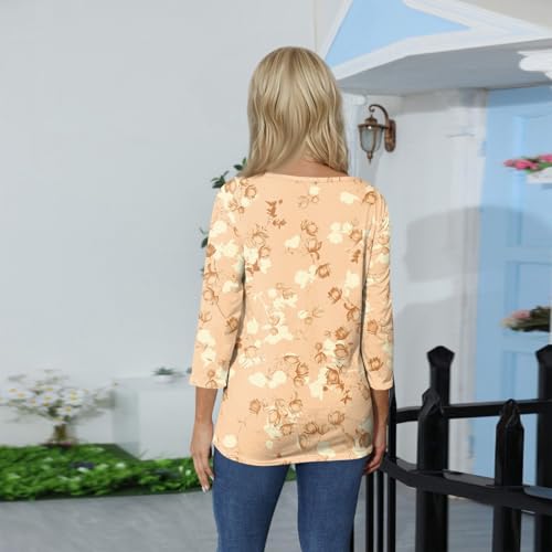 HTHLVMD Womens 3/4 Length Sleeve Tunic Tops Summer Fall Outfits 2025 Three Quarter Sleeve Casual V Neck T Shirts for Women