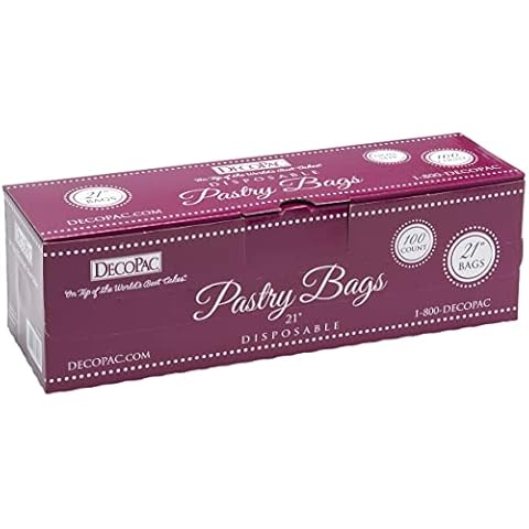 DecoPac Disposable 100 Count Pastry Bag, 21", Clear Cover