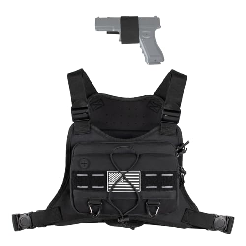 Outdoor Sports Bag for Men with Phone Holder, Breathable Running Pack Fits Most Pistols, EDC Travel Running Vest Pouch, CCW Tactical Chest Bag for Hiking, Workout, Cycling and Walking Dog