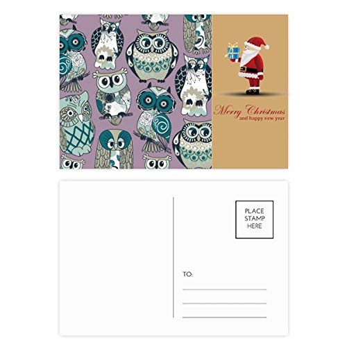 Cartes postales chouette Père Noël, lot 20 cartes de vœux illustrées, correspondance hivernale