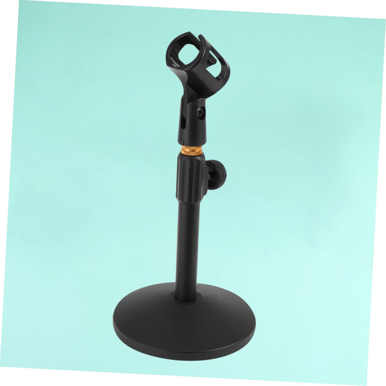 Supporto da Tavolo per Microfono Regolabile 27-38cm Base Tonda | Metallo Nero, Tubo Flessibile Leggero e Portatile, per Canto e Home Live, Festa Scuola Decor