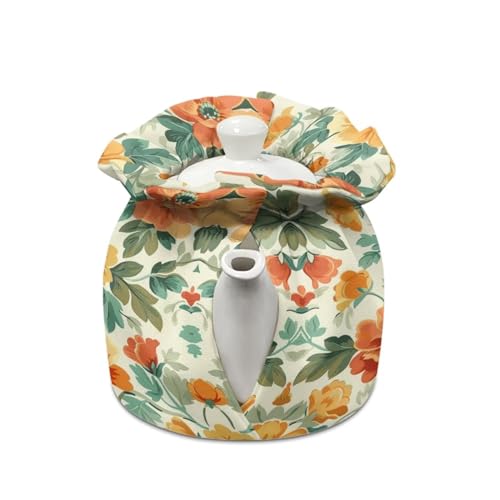 Image of Flower Tea Cozy for Teapot Kettle Dust Cover Large Tea Cosy Insulation and Keep Warm Portable Easy to Clean Kettle Protective Suitable for Kitchens Hotels or Cafes