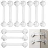 10 Stück Kindersicherung für Schrank und Schubladen, Schubladensicherung für Baby und Kinder für Tür Schränke Kühlschrank, Schrankschloss mit Starker Kleber ohne Bohren (Weiß)