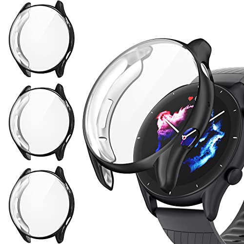 AK 3 Stück Hülle Kompatibel Mit Amazfit GTR 3 / GTR 3 Pro Schutzhülle, Ultradünne HD Vollständig Abgedeckte Silikon Gehäuse, Kratzfeste Staubdichte Schutz Case