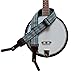 MUSIC FIRST Original Design, 2 inch width (5cm), Colorful Meshbelt & Genuine Leather Delux Banjo Strap, With 2 pieces of MUSIC FIRST Leather Strap Locker. (Blue Country Style)