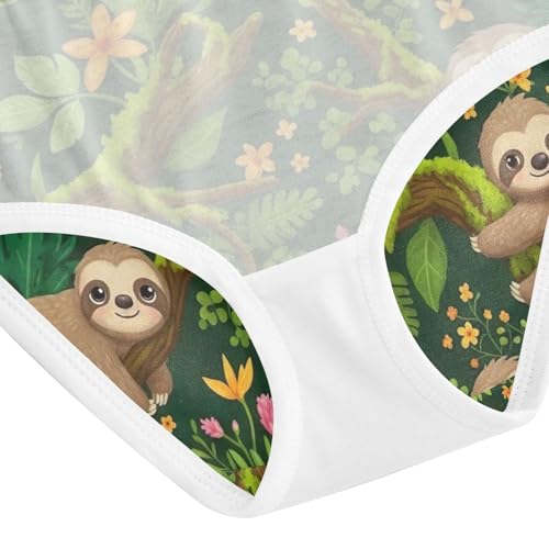 Cute Sloths Green Underwear Toddler Girl, Cotton Underwear Girls, 2T–8 Years4