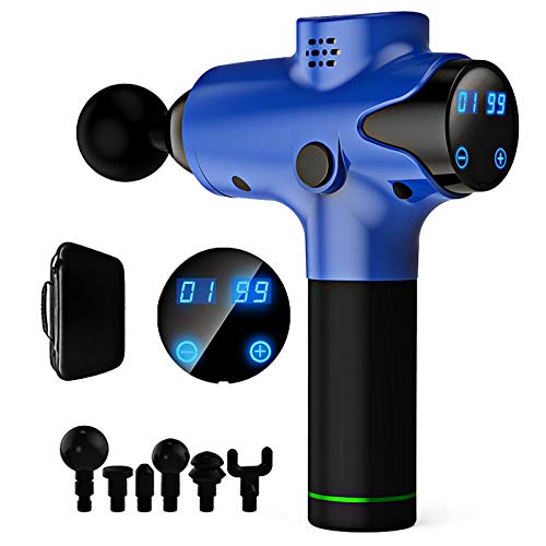 Preisvergleich Produktbild LXVY Massagepistole, Tragbares Muskel-Massagegerät mit 20 Einstellbare Geschwindigkeiten leistungsstarker Kabelloser Tiefengewebe Percussion-Massagepistole,Blau