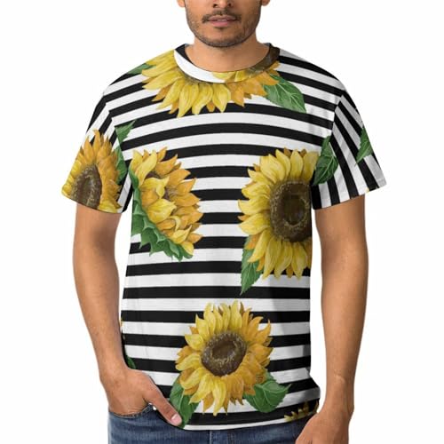 T-Shirt Tournesol Jaune Homme Col Rond Manches Courtes Chemise Tshirt