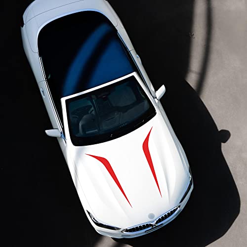 Image of TOMALL 2pcs 39 inch Car Hood Stripe Sticker for Auto Racing Sport Body Side Skirt Roof Hood Bumper Stripe Decal Universal Vinyl Modified Decoration for SUV Off-Road Vehicles (Red)