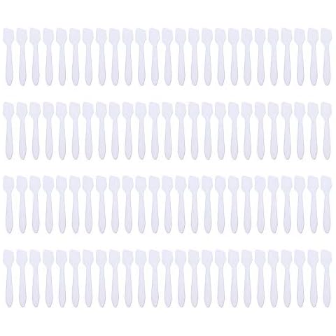 Reusable Mini Make-up Spatulas, 100 pieces,Transparent Cover