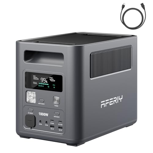 AFERIY Portable Power Station, 1024Wh LiFePO4 Solar Generator, 1800W(Peak 3600W) AC Output, Compact Lightweight Design, Fast Recharge for Home, Camping, RV, Outdoor Emergencies (Solar Panel