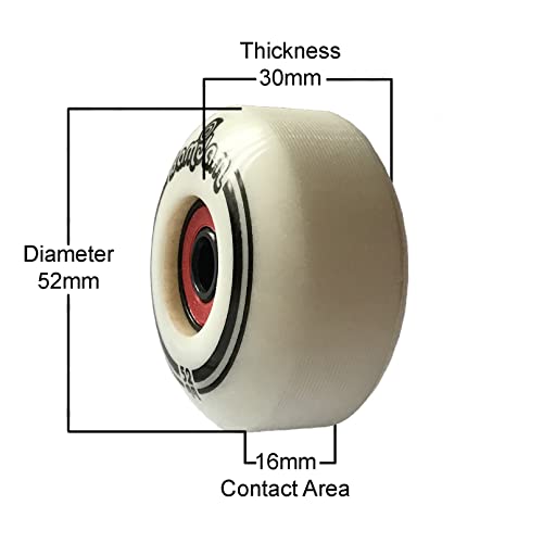 Skateboard Wheels 52mmX30mm (4 Pcs), 100A Hardness Street Skateboarding Wheels, ABEC-7 Bearing, Professional Grade Wheels for Tricks and Grinds (White) - Thumbnail 4
