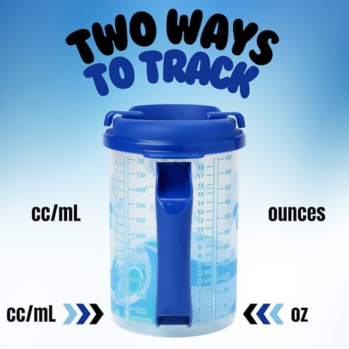 Image of Plum Hill Hospital Cup with Lid and Straw, Lightweight 20 Oz Bedside Mug | Large Water Cup with Measurement Markers, Medical Water Bottle, Clear Plastic Mug