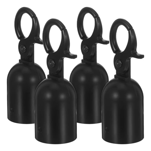 MAGICLULU 4 Pièces Crochets Métalliques en Alliage de Zinc Noir Laqué, Butées D'extrémité de Corde Robustes pour Barrières de Sécurité, Accessoires Compatibles pour Poteaux de File