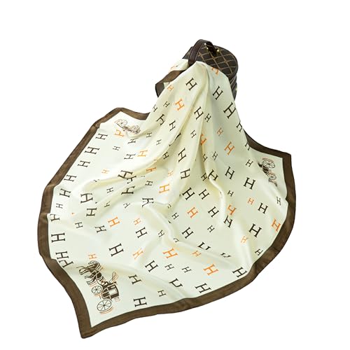 Women's Breathable Scarf, Nanoscale Silk Texture & Bio-Fabric Technology, 3D layered printing,Big H, 70x70cm All-Season Accessory for Office/Date/Home