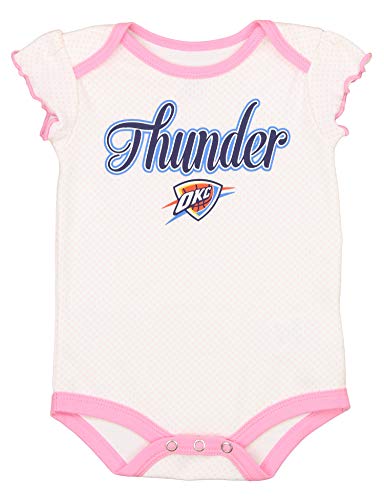 Outerstuff NBA Baby Girls Infant/Newborn 3-Piece Creeper Set, Oklahoma City Thunder, 12M