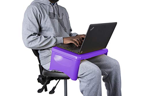 Mind Reader LAPSTOR-PUR Folding Lap, Portable Laptop Desk, Breakfast, Bed Table, Serving Tray with Extra Storage Space for Books, Files, Docs, School Supplies for Kids, Adults, Purple Lapdesk